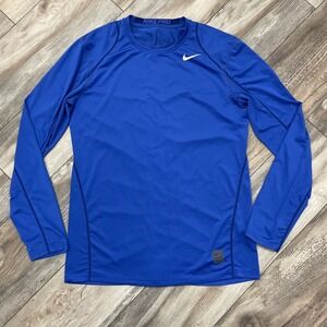 Men's Nike Pro Combat Long Sleeve Base Layer Blue DriFit Size Medium Fitted